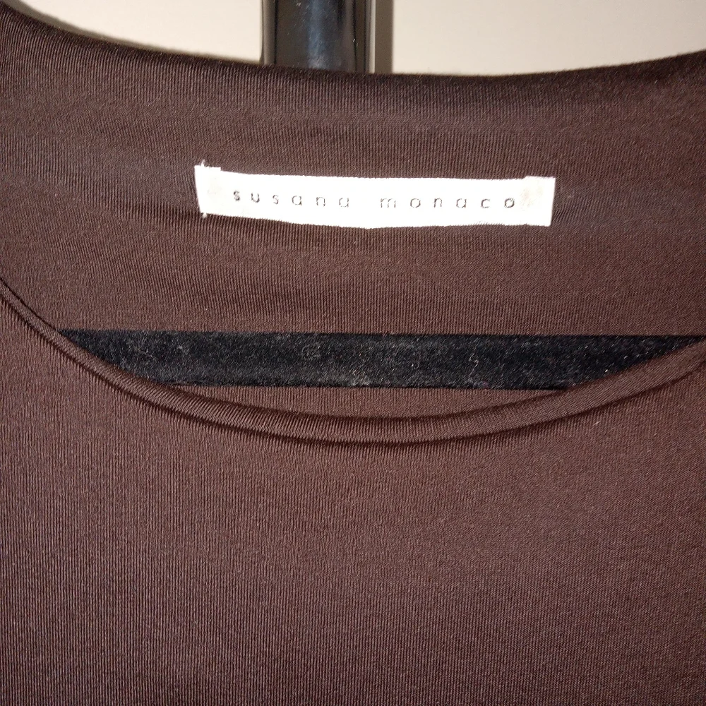 Susana Monaco Brown Stretch Knit 3/4 Sleeve Dress Small - Picture 3 of 5